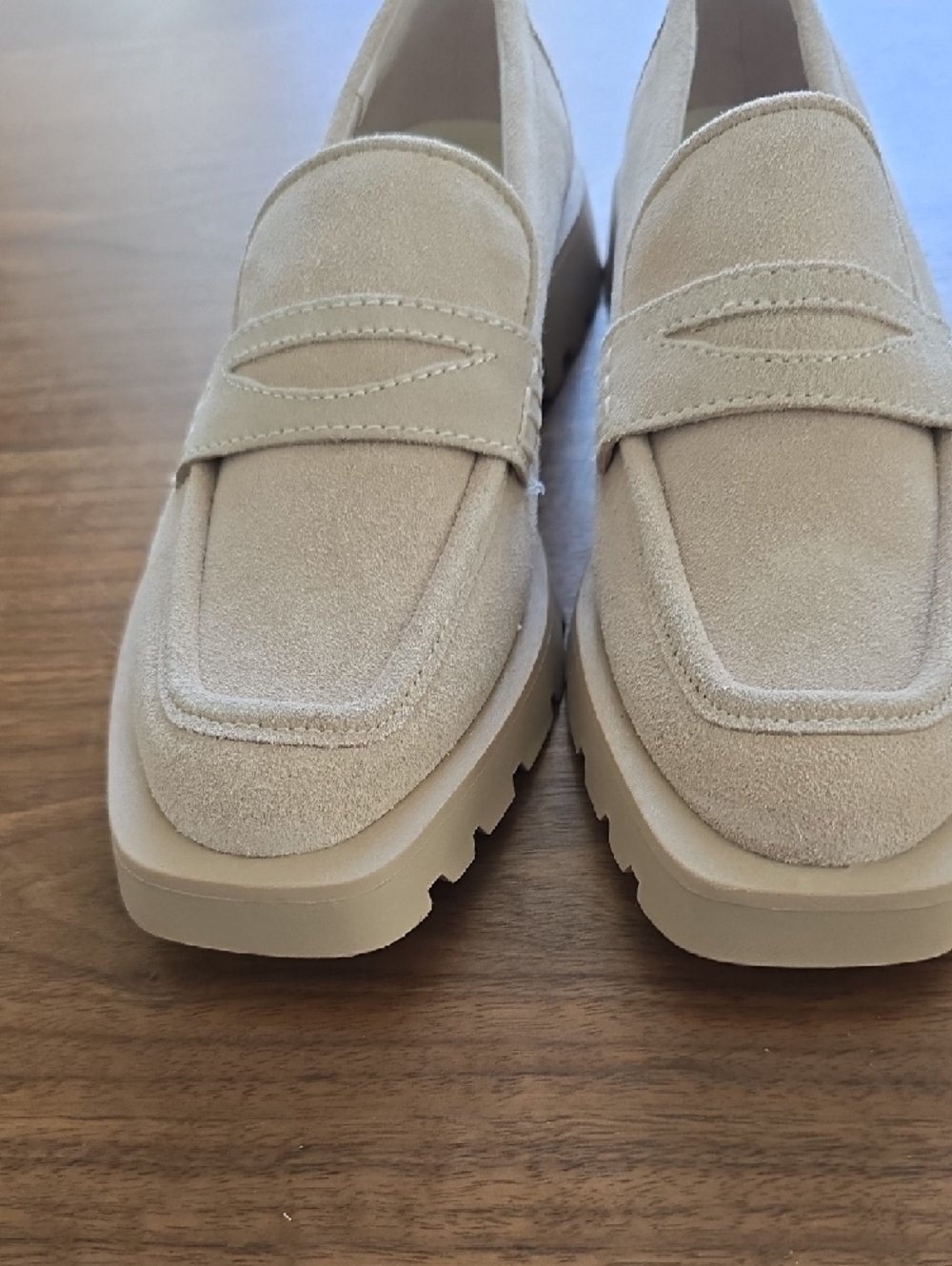 Dolce Vita Taupe Suede Penny Loafers - Picture 6 of 8